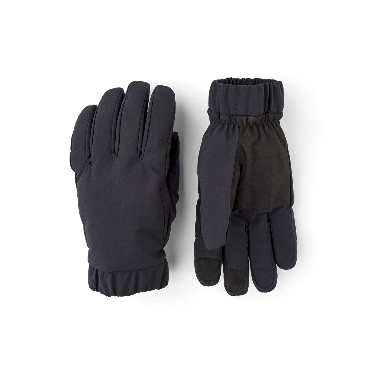 Black fabric glove with elasticated fabric cuff