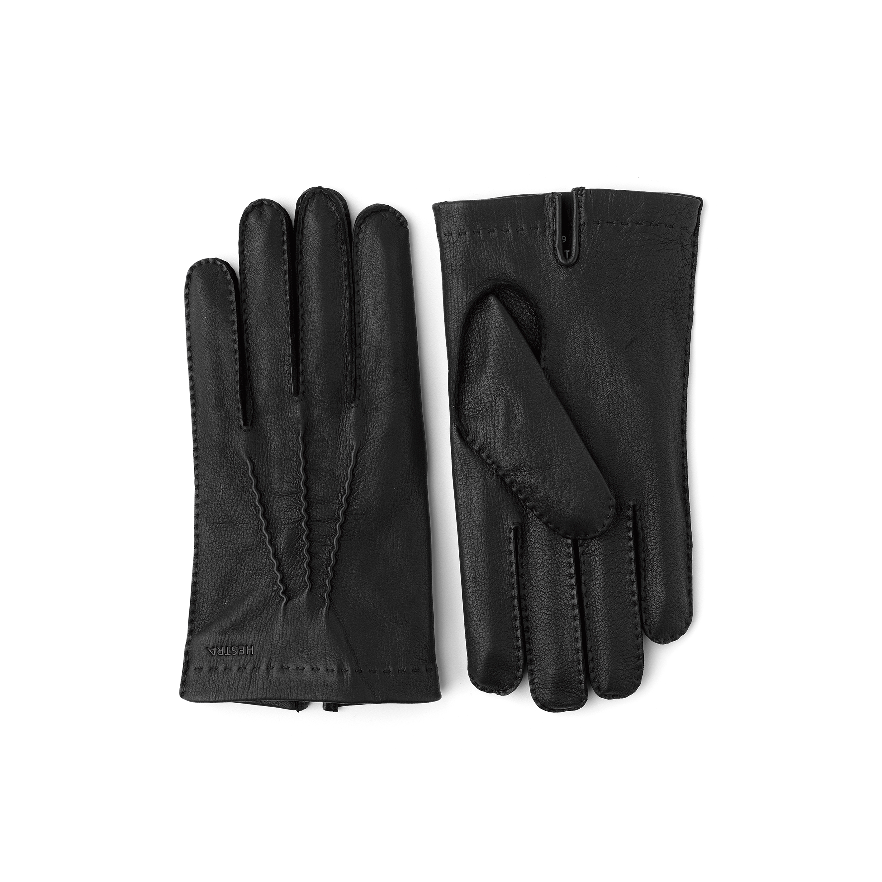 Black hand-sewn deerskin glove