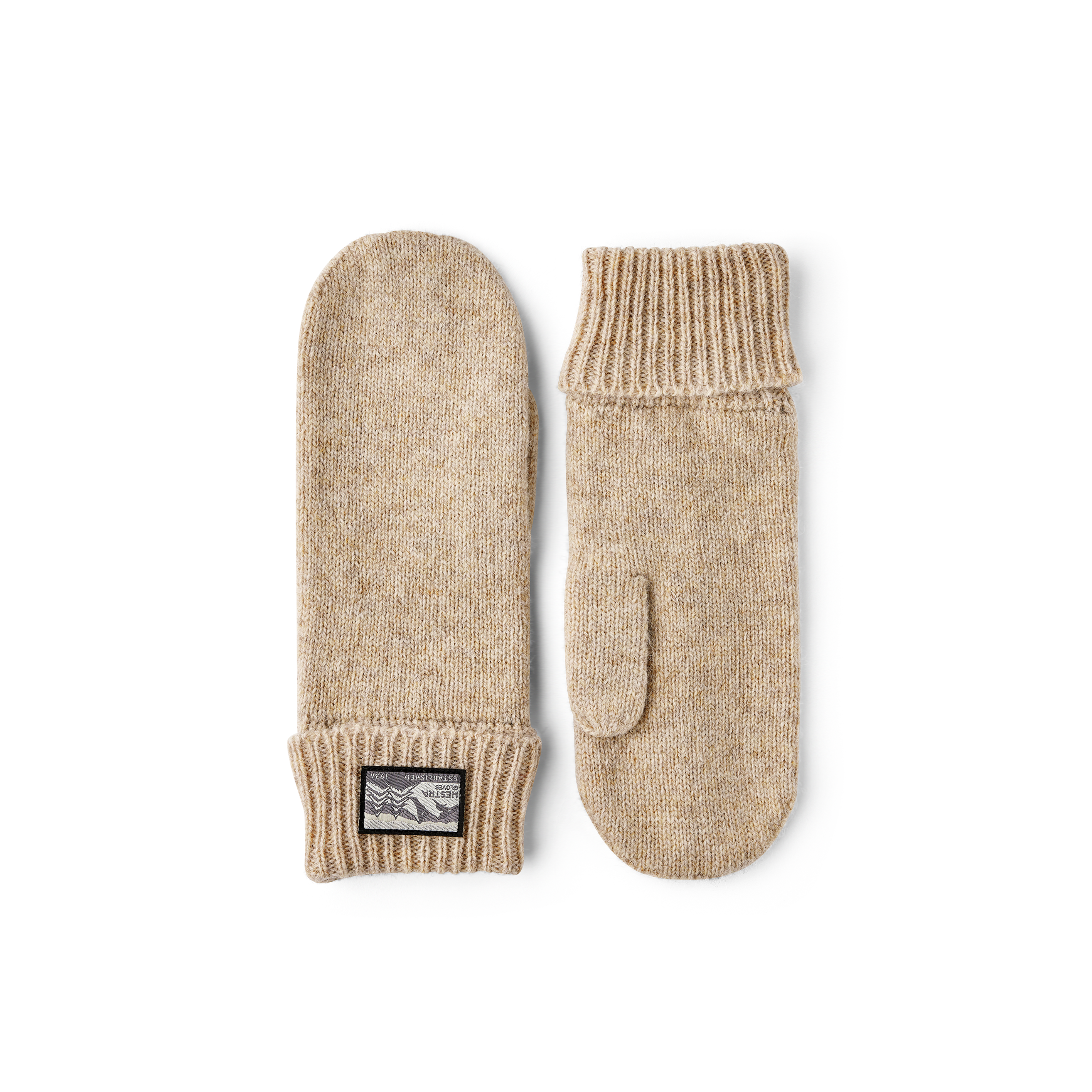 Beige mitten in mottled wool yarn