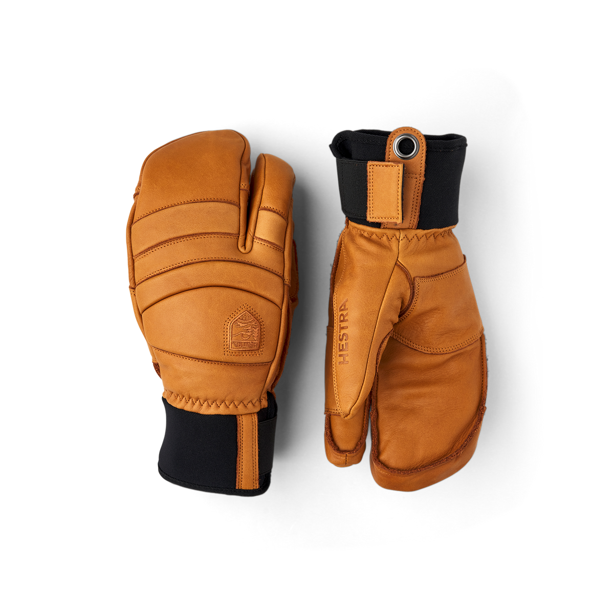 Light brown cow hide three finger glove
