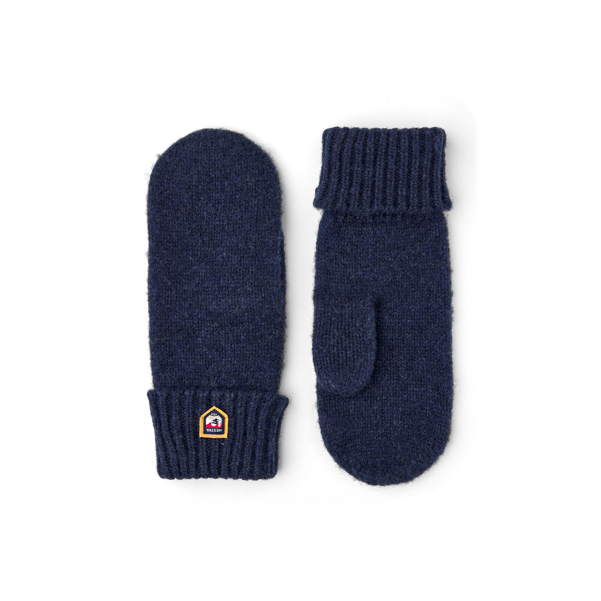 Dark blue knitted mitten in wool