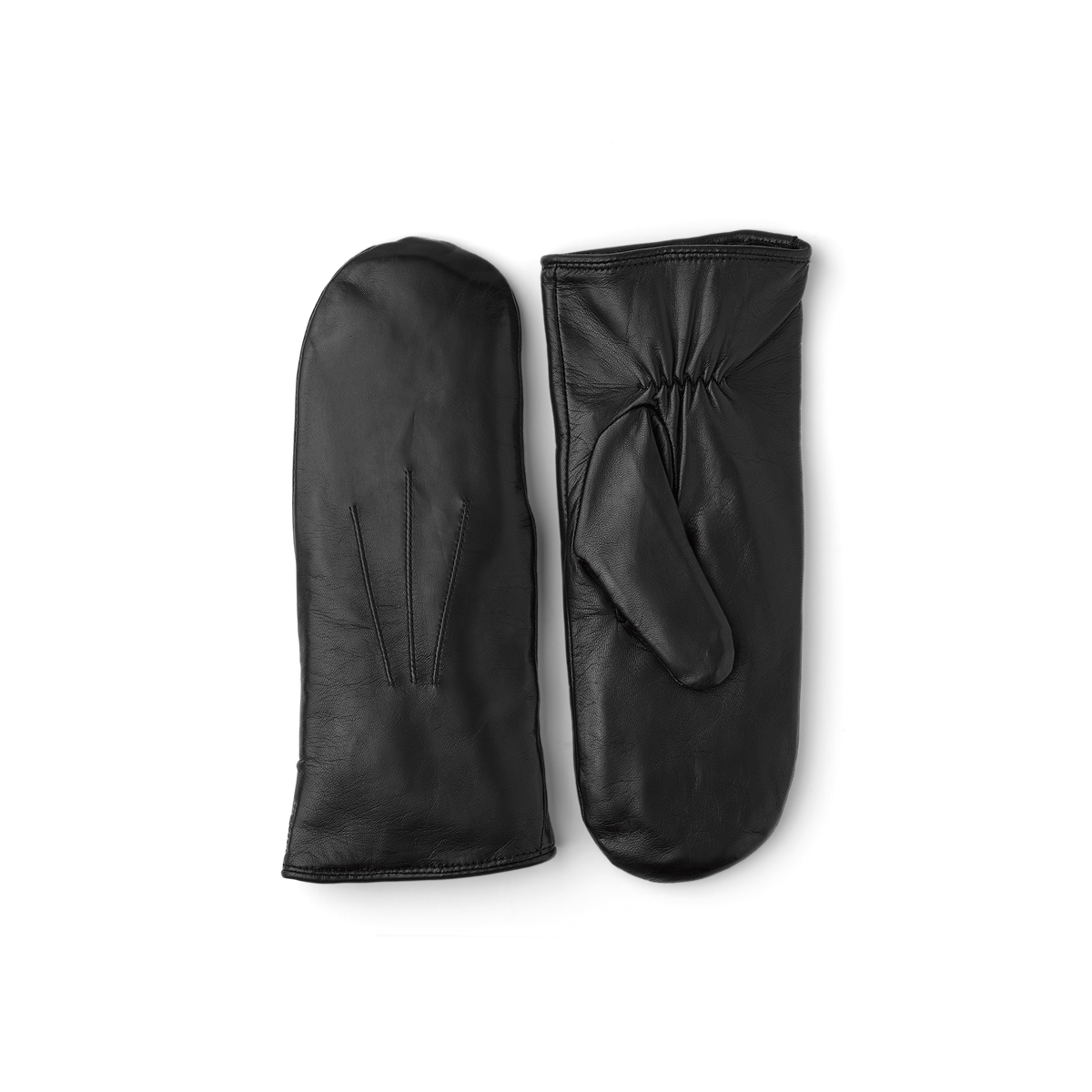 Black machine-sewn hairsheep leather mitten