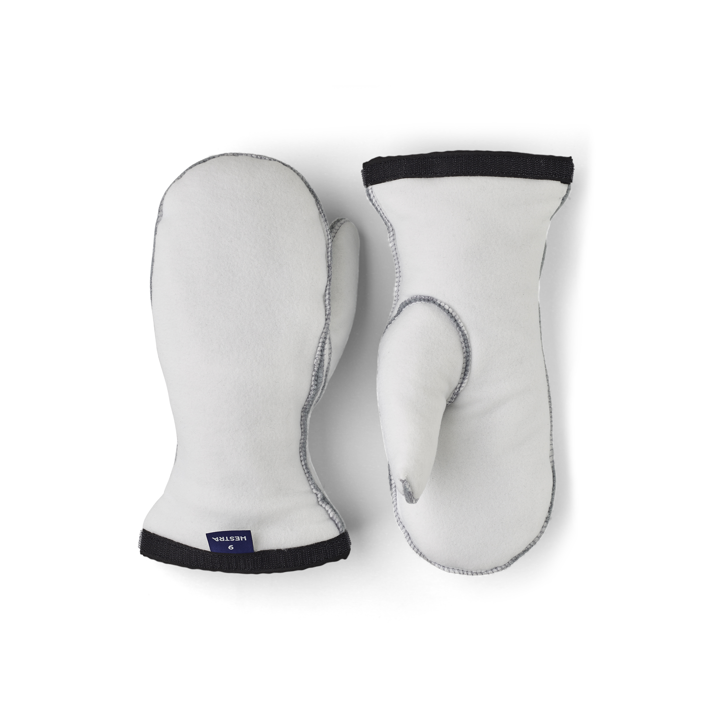 White machine-sewn liner mitten