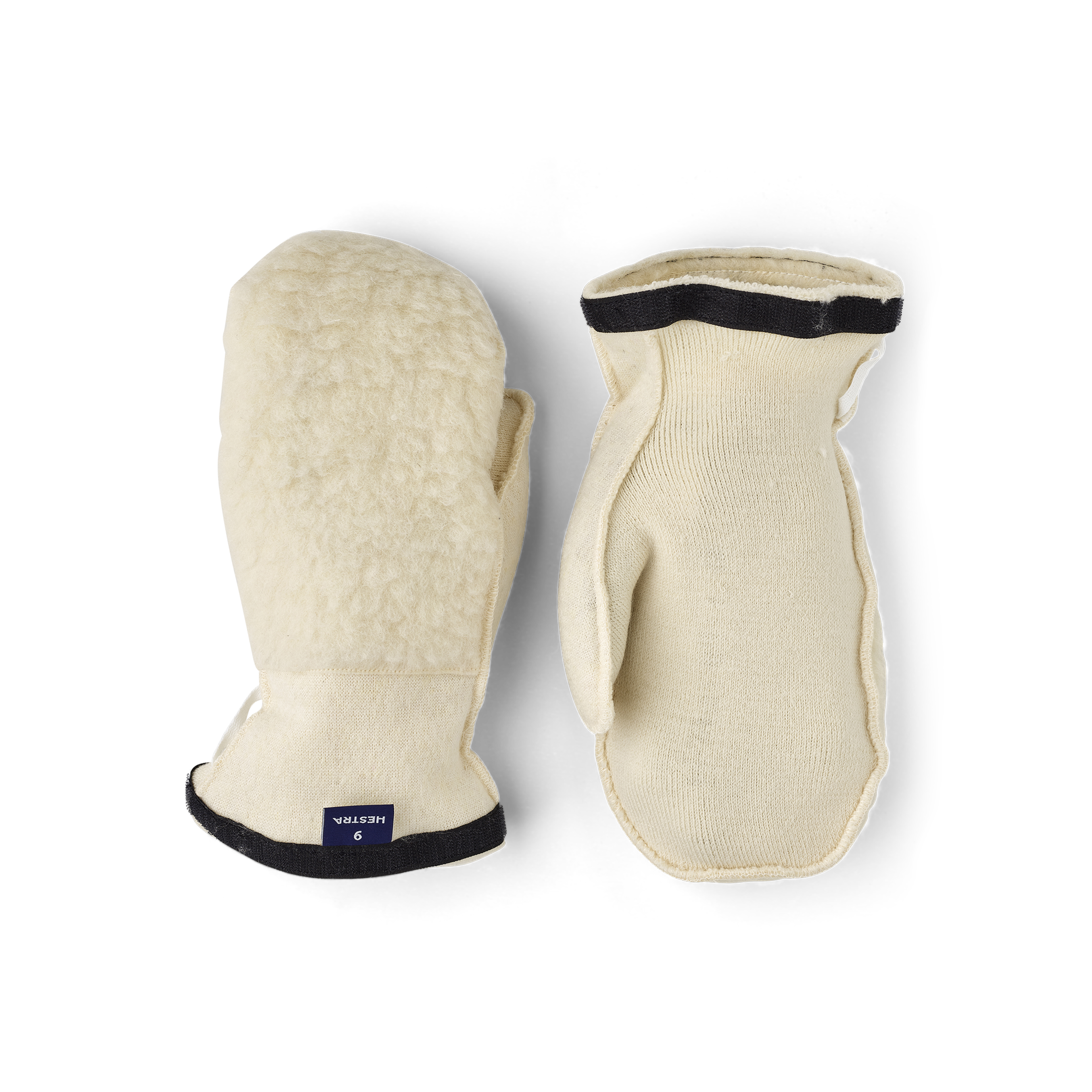 White machine-sewn liner mitten